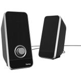 Hama - Sonic - Actieve 2.0 Luidspreker - Zwart/Zilver - USB 3.0, 3,5 mm Jack, 3 W