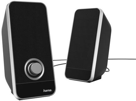 Hama - Sonic - Actieve 2.0 Luidspreker - Zwart/Zilver - USB 3.0, 3,5 mm Jack, 3 W