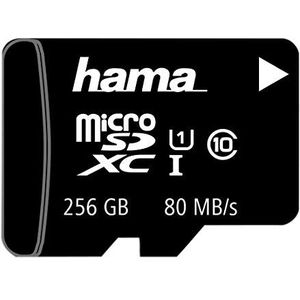 Hama MicroSD-kaart | microSDHC | 256 GB microSDXC kaart 80 MB/s overdrachtssnelheid Class 10 microSD in mini SD-formaat bijv. voor Android mobiele telefoon, smartphone, tablet, Nintendo UHS-I