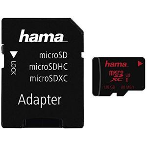 Hama microSDXC 128GB UHS Speed Class 3 UHS-I 80MB/s en adapter/foto