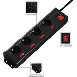 Hama 00137257 Stekkerdoos met Schakelaar 4-voudig Zwart Randaarde Stekker 1 Stuk(s)