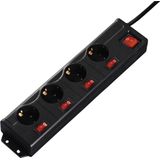 Hama 00137257 Stekkerdoos met Schakelaar 4-voudig Zwart Randaarde Stekker 1 Stuk(s)