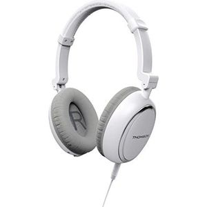 Thomson On-ear hoofdtelefoon (met actieve ruisonderdrukking, ruisonderdrukking, eenzijdige kabelgeleiding, afstandsbediening, oproepfunctie, microfoon, opvouwbaar, beugelhoofdtelefoon met tas), wit
