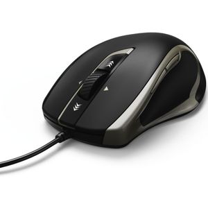 Hama Optische muis ""Torino"" (1,8 m kabel, USB, tot 1200 dpi, browsertoetsen, programmeerbaar, 4-weg scrollwiel) PC/laptop/computermuis, notebook mouse, zwart