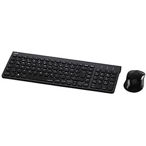 Hama Draadloos toetsenbord met muisset draadloos (stil computertoetsenbord met platte toetsen, numeriek toetsenbord, Duitse QWERTZ-indeling, draadloze optische muis, 1200 dpi, 8m bereik) zwart