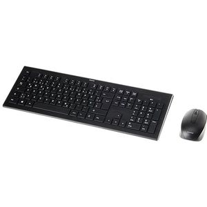 Hama Draadloos toetsenbord met muisset (Duitse QWERTZ toetsenindeling, 12 media-toetsen, draadloze optische muis, 2,4 GHz, USB-ontvanger) Windows Keyboard draadloze muis-toetsenbordset zwart