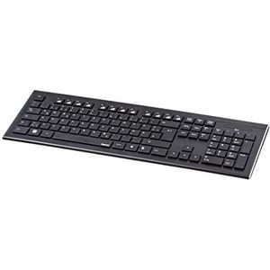 Hama Comfortabel, draadloos Cortino-toetsenbord voor dagelijks gebruik (full-size, QWERTY, USB A, 2,4 Hz-technologie, 105 toetsen, 44,5 cm breed), zwart