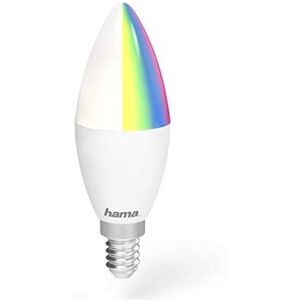 Hama 176549 WiFi LED-lamp E14 compatibel met Alexa/Google Assistant/App/Zonder Bridge, 4,5 W, RGB