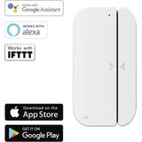 Hama Wi-Fi Deur/Raam Sensor Beveiliging - Ingebouwde Bewegingssensor met Magneetschakelaar - Alarm Pushmelding - Compatibel met Apple Home, Alexa, Google Assistent - Wit