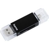 Hama Basic geheugenkaartlezer USB 2.0/Micro-USB Zwart