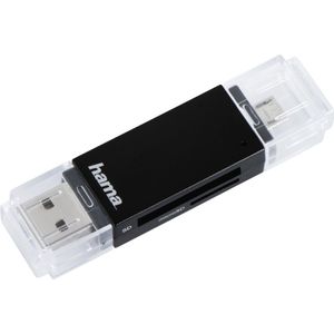 Hama Basic geheugenkaartlezer USB 2.0/Micro-USB Zwart