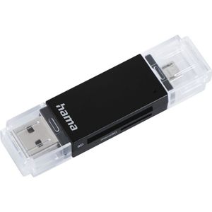Hama Basic geheugenkaartlezer USB 2.0/Micro-USB Zwart