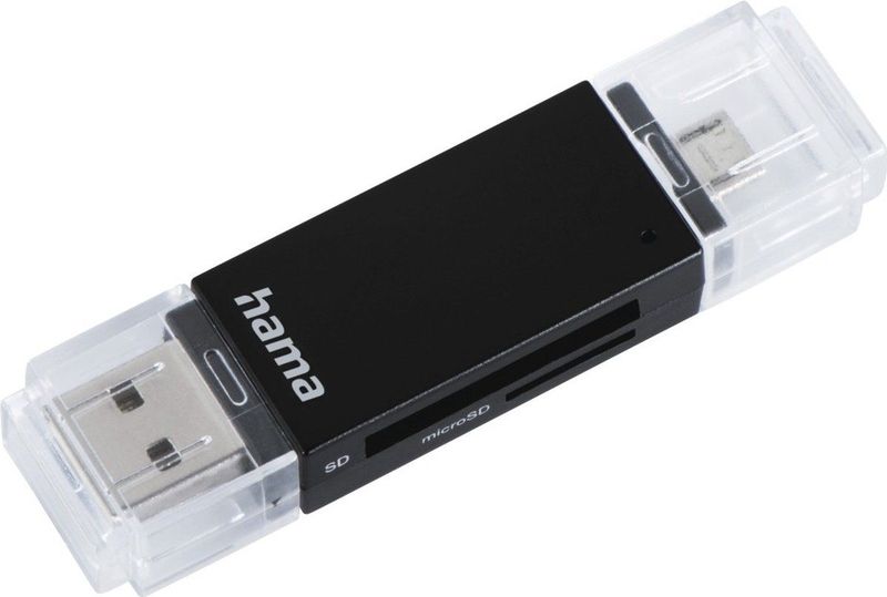 Hama Basic geheugenkaartlezer USB 2.0/Micro-USB Zwart