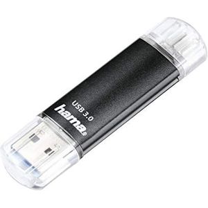 Hama Laeta Twin USB-stick 3.0 (FlashPen, OTG, aluminium, USB 3.0, tot 40 MB/s, 256 GB) zwart