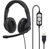 Hama On Ear headset Computer Kabel Stereo Zwart Volumeregeling, Microfoon uitschakelbaar (mute)