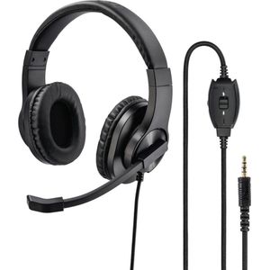 Hama Over Ear headset Computer Kabel Stereo Zwart Volumeregeling, Microfoon uitschakelbaar (mute)