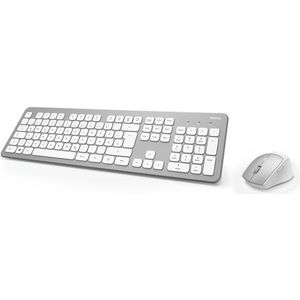 Hama KMW-700 toetsenbord Inclusief muis Thuis RF Draadloos QWERTZ Duits Zilver, Wit