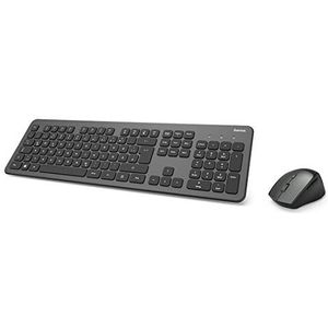 Hama QWERTZ draadloos toetsenbord, draadloze ergonomische muis, 2.4 GHz, USB-ontvanger, draadloos muistoetsenbord, antraciet zwart