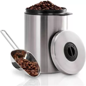 Milu Koffieblik uchtdicht | 500g, 700g | voorraadblik koffiebonen poeder roestvrij staal, vacuüm koffieblik voor thee noten cacao aromabli (Roestvrij staal, 700g