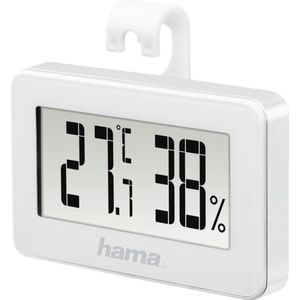 Hama 2-in-1 digitale thermometer en hygrometer binnen met magneet (mini thermo-hygrometer, meet kamertemperatuur en luchtvochtigheid, display, om op te hangen met haak of magnetisch, om neer te