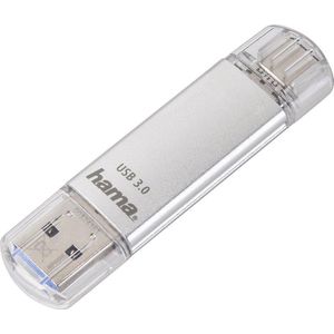 Hama 256GB USB-Speicherstick mit USB 3.0&USB 3.1-Type-C (2-in-1 USB-Stick, z.B. für Android Handy, Tablet, Computer, Notebook, MacBook, OTG, 70MB/s) USB-Typ-C Handy-Stick, Doppel Memory-Stick Silber