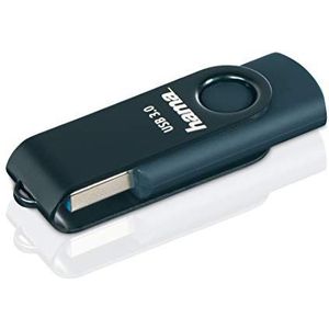 Hama USB 3.0 Stick ""Rotate"" (capaciteit 256 GB, overdrachtssnelheid 90 MB/s, met oogje voor sleutelhanger, USB-stick) petrol blauw