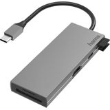 Hama 6-poorts USB-C multiport hub (USB 3.1) grijs