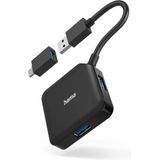 Hama - USB-Hub - 4-Poorts - USB 3.2 Gen1 - Inclusief USB-C-Adapter
