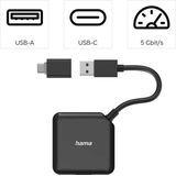 Hama - USB-Hub - 4-Poorts - USB 3.2 Gen1 - Inclusief USB-C-Adapter