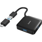 Hama - USB-Hub - 4-Poorts - USB 3.2 Gen1 - Inclusief USB-C-Adapter