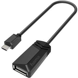 Hama USB OTG Adapter, Micro USB Male - USB A Female (Adapter voor het aansluiten van micro-USB-apparaten zoals tablet op bijv. Printer, Micro USB OTG-adapter met snelle overdracht 480 Mbit/s, USB 2.0)