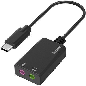 Hama USB-geluidskaart, USB-C-stekker - 2x 3,5-mm-jack-aansluiting, stereo