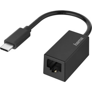 Hama - RJ45 USB Type C - Netwerkadapter - Zwart - USB-C, RJ45