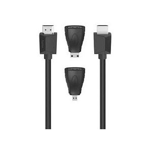 Hama Hdmi-kabel High-speed Ethernet 4k 1.5 M + 2 Adapters Zwart (200704)