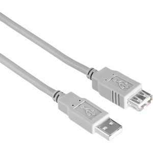 Hama USB A-kabel - USB A (mand, USB-A 2.0, 480 Mbit/s, 0,5 A, voor pc-aansluiting, laptop, 1,5 m) grijs