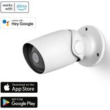 Hama Wi-Fi Bewakingscamera voor Buiten - Camerabewaking met bewegingsmelder, nachtzicht en intercomfunctie - Full HD 1080p - Micro SD-kaart tot 128GB - Hama Smart Solution App en Spraakbesturing - Wit