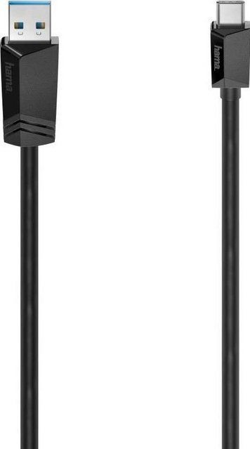 Hama - usb-c auf usb-a Kabel (1,5m Ladekabel Typ c, laden oder Daten übertragen, 5 Gbit/s, hohe Geschwindigkeit und doppelte Abschirmung) Schwarz