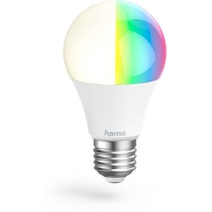 Hama Wi-Fi Smart LED Lamp E27 - 10W - RGBW - Dimbare LED gloeilamp peer - 806lm - 2700K / 6500K Kleurtemperatuur - Hama Smart Solution App en Spraakbesturing - Compatibel met Apple Home, Alexa, Google Assistent - Wit