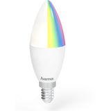 Hama Wi-Fi Smart LED Lamp E14 - 5,5W - RGBW - Dimbare LED gloeilamp kaars - 470lm - 2700K / 6500K Kleurtemperatuur - Hama Smart Solution App en Spraakbesturing - Geschikt voor Apple Home, Alexa, Google Assistent - Wit