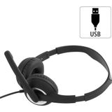 Hama USB-headset, on-ear hoofdtelefoon met microfoon (headset met volumeregeling en verstelbare microfoonarm, voor videoconferenties, thuiskantoor, callcenter, eLearning, USB-A-stekker) zwart