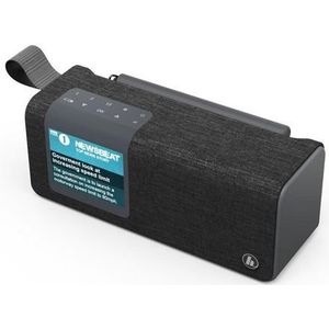 Hama Digitale radio met Bluetooth en DR200BT batterij (draagbare behuizing, mobiele radio met DAB/DAB+/FM, kleurendisplay, oplaadbaar, Aux, USB-C, 8 uur batterijduur), zwart, klein formaat