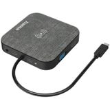 Hama Connect2QiCharge (USB C), Docking station + USB-hub, Grijs, Zwart