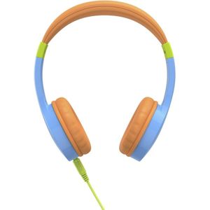 Hama Kinderkoptelefoon (stereo hoofdtelefoon, bekabelde kinderkoptelefoon met decibelbegrenzing 85 dB, on-ear headset, 120 cm audiokabel, 3,5 mm-jack) blauw/oranje