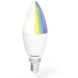 Hama - RGBW WiFi LED gloeilamp E14 5,5W (komt overeen met 40W), dimbaar, spraakherkenning/app