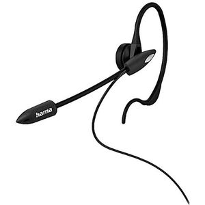 Hama In-ear headset met microfoon voor draadloze telefoons (2,5 mm jack, headset bedraad, in-ear hoofdtelefoon met microfoon, mono, eenzijdig draagbaar, met oorlus, mute-schakeling, clip) zwart