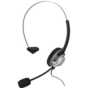Hama Hoofdtelefoon voor draadloze telefoon (Supra aural hoofdtelefoon met verstelbare open hoofdband, volumeregeling op de kabel, jack 2,5 mm, 1,20 m, 10 jaar garantie) zwart/zilver