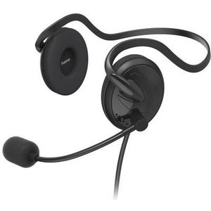 Hama Headset met microfoon (bekabelde hoofdtelefoon 3,5 mm jack-aansluiting, aux, stereo hoofdtelefoon met kabel, on-ear pc-hoofdtelefoon met microfoonarm en nekband, 2 m audiokabel) zwart