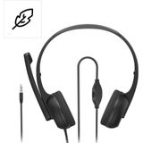 Hama Headset met microfoon (bekabelde hoofdtelefoon 3,5 mm jack-aansluiting, aux, stereo hoofdtelefoon met kabel, on-ear pc-hoofdtelefoon met microfoonarm en nekband, 2 m audiokabel) zwart