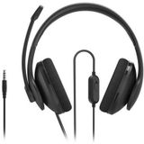 Hama Headset met microfoon (bekabelde hoofdtelefoon 3,5 mm jack-aansluiting, aux, stereo hoofdtelefoon met kabel, over-ear pc-hoofdtelefoon met microfoonarm en nekband, 2 m audiokabel) zwart