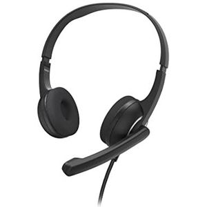 Hama Hoofdtelefoon met microfoon (bekabelde USB A hoofdtelefoon, AUX, stereo met kabel, pc-headset met microfoonarm en nekband, 2 m audiokabel) zwart